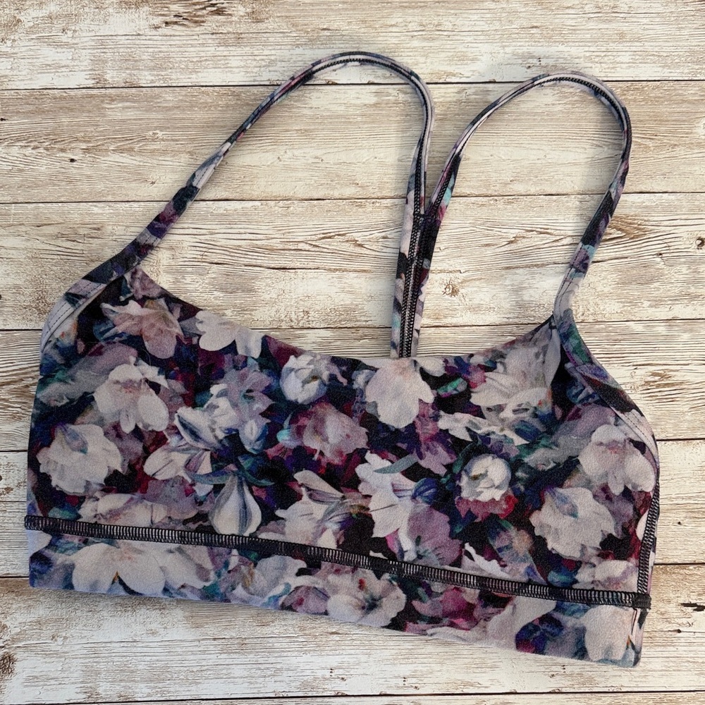 lululemon Floral Print Flow Y Bra - Purple Multi